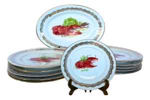Lobster Dinner Service for 10 from Limoges, 1930s, Set of 11