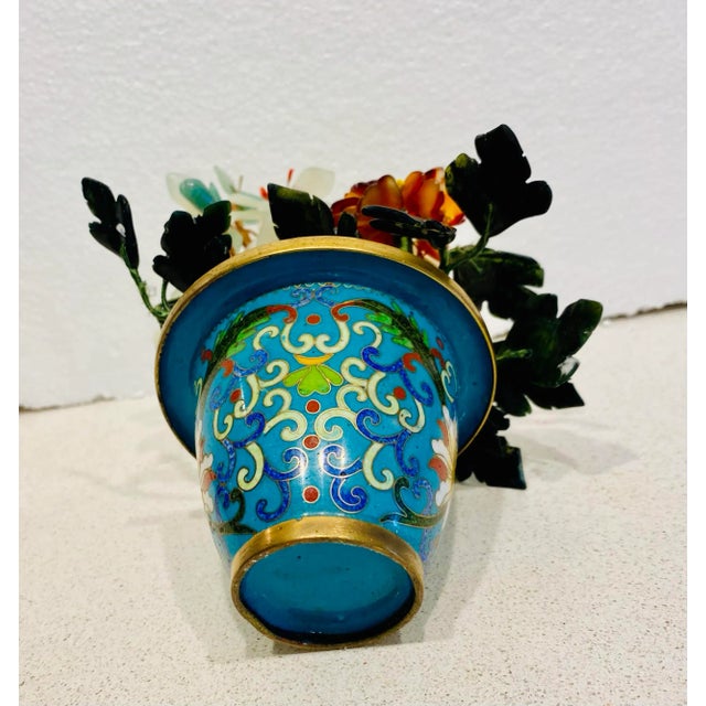 Vintage Gemstone Bonsai Tree in Cloisonné Enameled Pot For Sale In Boston - Image 6 of 6