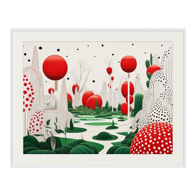 'Fantasy Garden' in the Style of Yayoi Kusama - Framed Limited Edition Fine Art Print For Sale