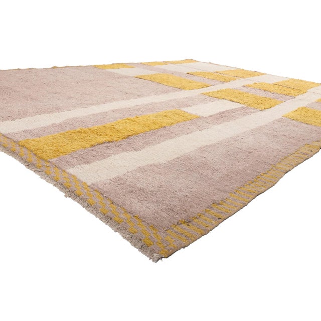 81014 Vintage Modern Color Block Moroccan Rug, 08'11 x 11'10. Reflecting elements of Abstract Expressionism with...