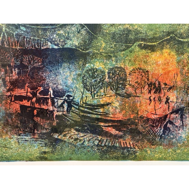 1960s Hoi Lebadang (1921-2015) - "Docked Boats 5" - Rare Signed Lithograph 35/275 For Sale - Image 5 of 6