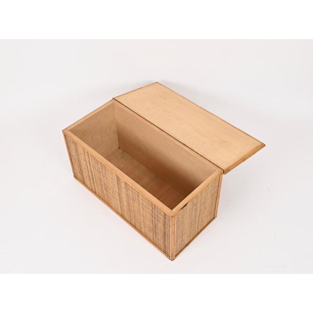 French Riviera Storage Chest in Bamboo and Wicker, Italy, 1970 For Sale - Image 8 of 15