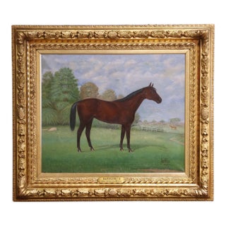 Early 20th C. Oil on Canvas Horse Painting in Gilt Frame by Thomas Toher, 1925 For Sale