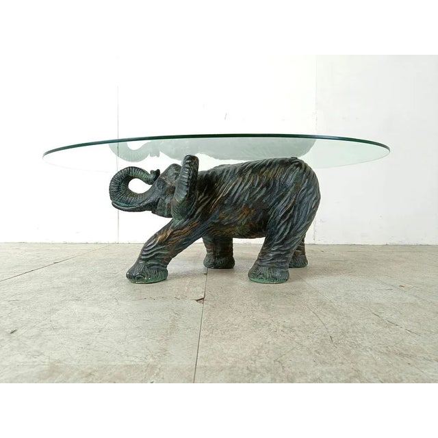 Vintage Plaster Elephant Coffee Table, 1970s For Sale - Image 9 of 11