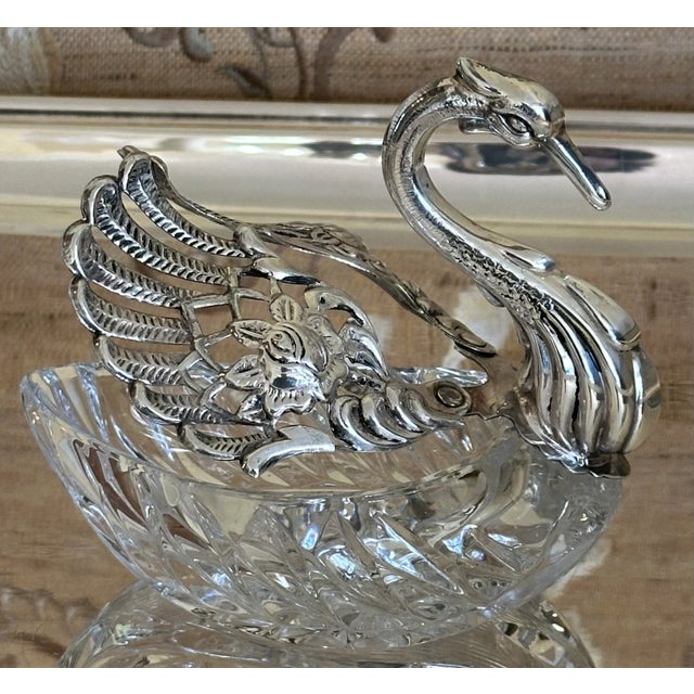Metal Early 20th Century Fabergé Inspired Sterling Silver & Crystal Swan For Sale - Image 7 of 12
