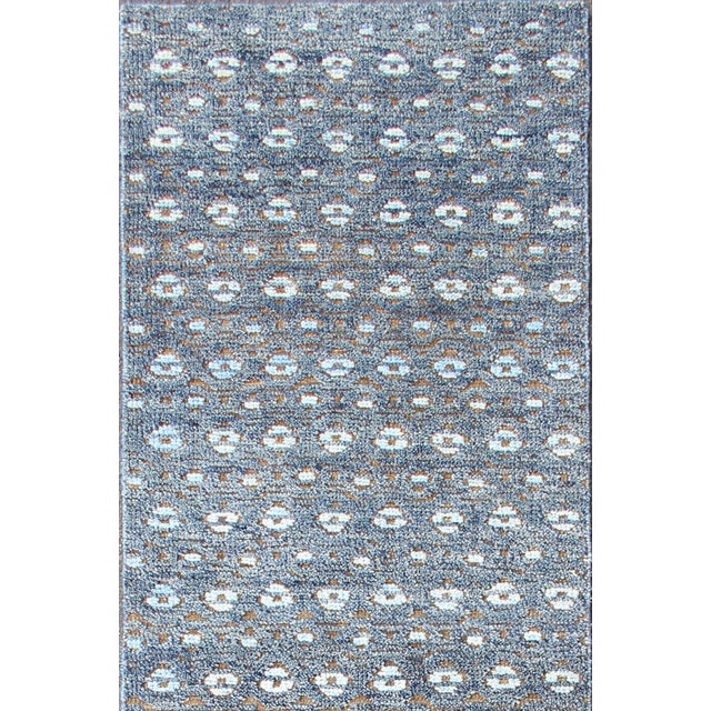 Modern Keivan Woven Arts Modern Design Runner in Blue and Brown Tones 2'7 X 10 For Sale - Image 3 of 13