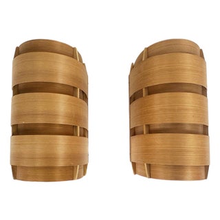 V155 Wall Lamps in Pine by Hans-Agne Jakobsson, 1960s, Set of 2 For Sale