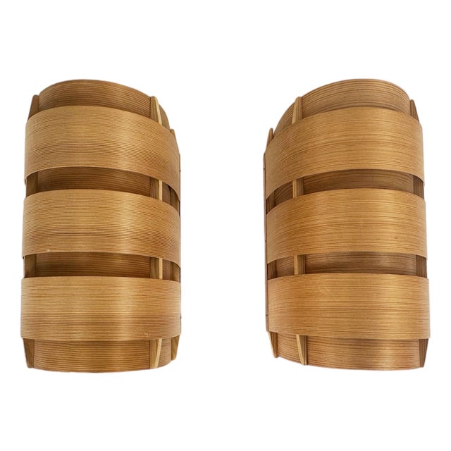 V155 Wall Lamps in Pine by Hans-Agne Jakobsson, 1960s, Set of 2 For Sale