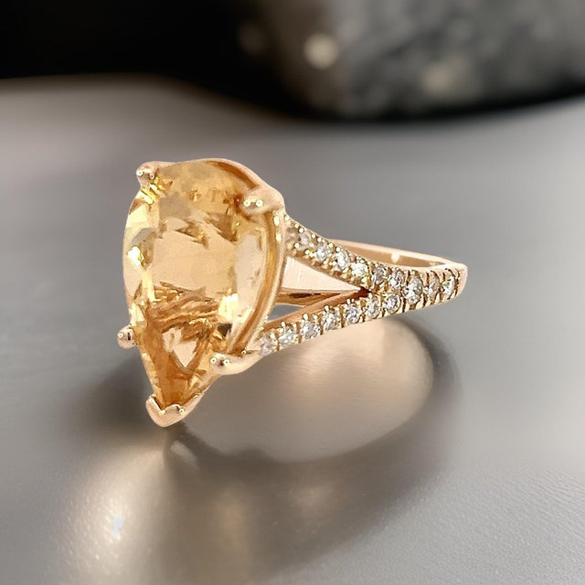 Natural Citrine Diamond Ring 6.5 14k Y Gold 4.79 TCW Certified For Sale - Image 13 of 18