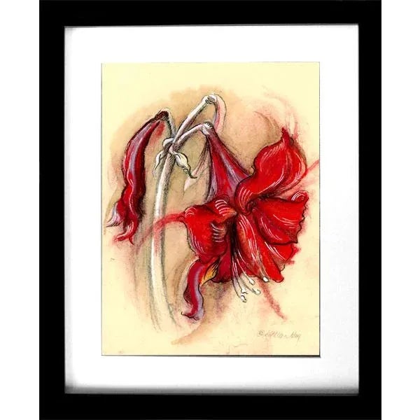 2020s "Amaryllis 2" Original Botanical Mixed Media Drawing on Handmade Paper For Sale - Image 5 of 5