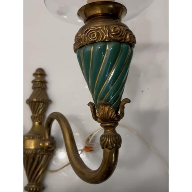 Bronze Ceramic Sconces, 1950s, Set of 2 For Sale - Image 4 of 10