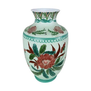 Limoges Porcelain Vase with Flower Decorations, 1930s For Sale