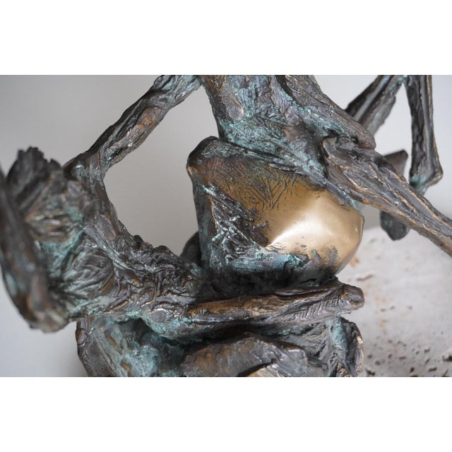 1980s Fernando Mario Paonessa, Horse Sculpture, 1980s, Bronze and Travertine For Sale - Image 5 of 13