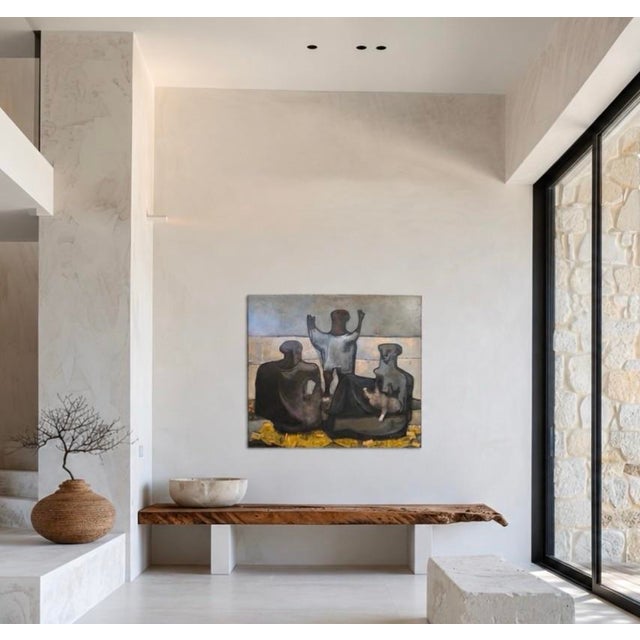 Wood 1950s Important Mid-C. Figurative Abstract Expressionist Painting by Morris Broderson, 71” H X 77” W For Sale - Image 7 of 8