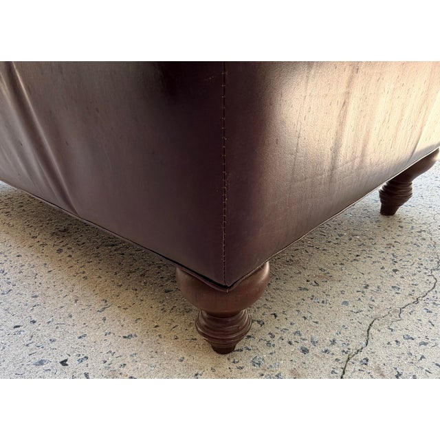 Brown Vintage Tufted Leather Chesterfield Ottoman For Sale - Image 8 of 11