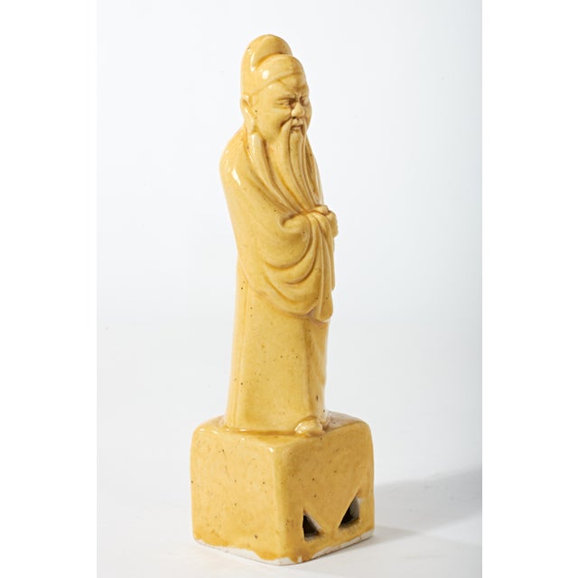 Figurative Mid 20th Century Chinese Wise Man Ceramic Figurine For Sale - Image 3 of 18