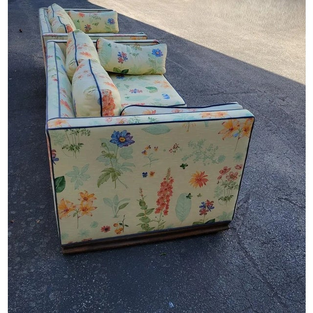 Cream Vintage Botanical Print Loveseat in Waverly “Second Spring” Upholstery, Century Furniture For Sale - Image 8 of 15