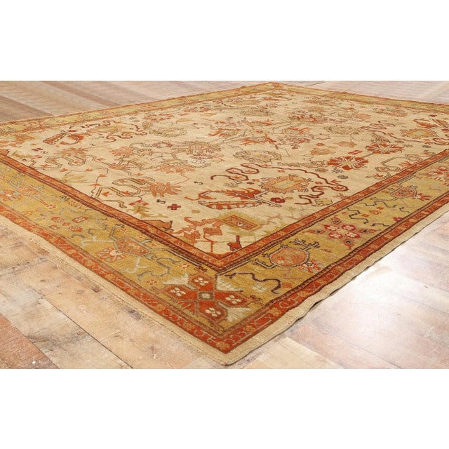Tan Vintage Modern Turkish Oushak Rug - 10'00 X 12'02 For Sale - Image 8 of 10