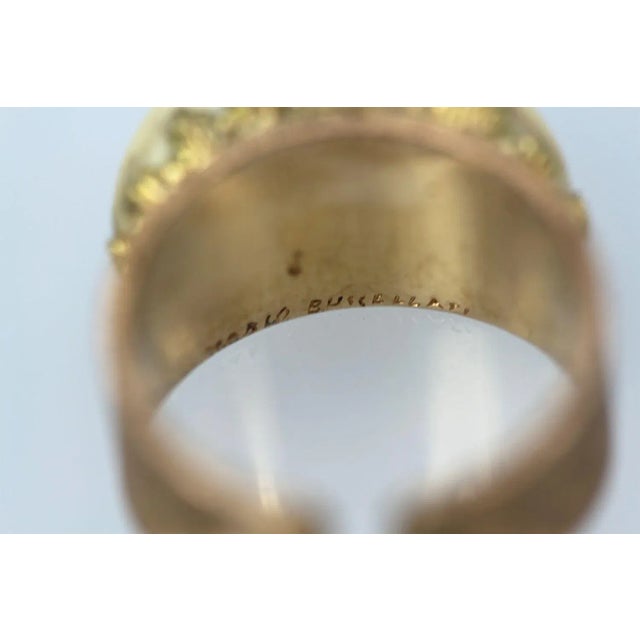 Gold 1960s Buccellati 18k Brushed Yellow Gold & Turquoise Ring Size 7 For Sale - Image 8 of 8