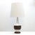 Wonderful tall ceramic table lamp from Denmark, 1960s, with white and faux wood glaze, wired for US standards, one E26...