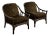 Vintage McGuire Dark Rattan Leopard & Floral Velvet Cushions Lounge Chairs- A Pair For Sale