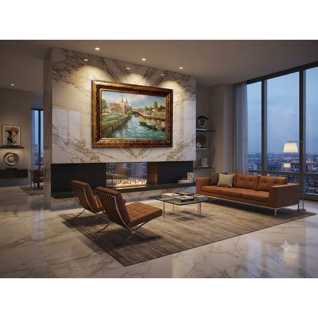 The J. Dbens Impressionist Mid Century Painting is a large, original piece of artwork signed by the artist. Made on canvas...