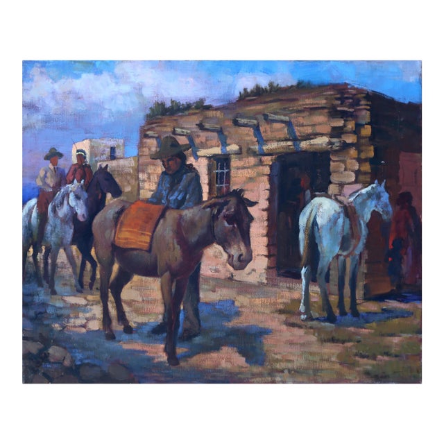 Ready the Horses, Jalal Gharbi Oil on Canvas Painting For Sale