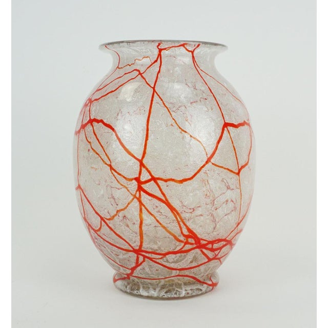 Art Deco Glass Vase in Orange White and Clear Glass, 1930s For Sale - Image 3 of 10