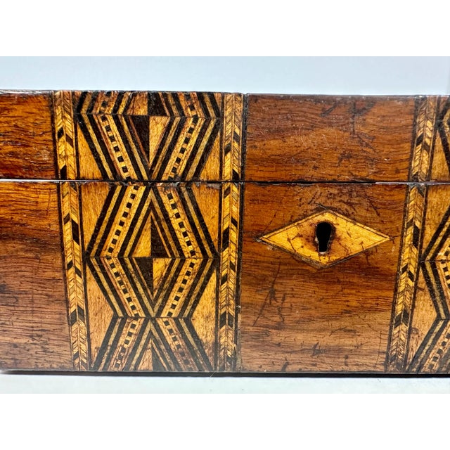 English Antique Tunbridge Marquetry Inlaid Trinket Box For Sale - Image 3 of 10