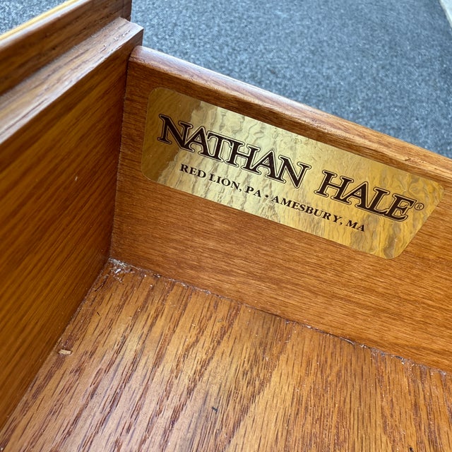 Wood Vintage Nathan Hale Rustic American Farmhouse Solid Oak 10 Drawer Low Dresser For Sale - Image 7 of 18