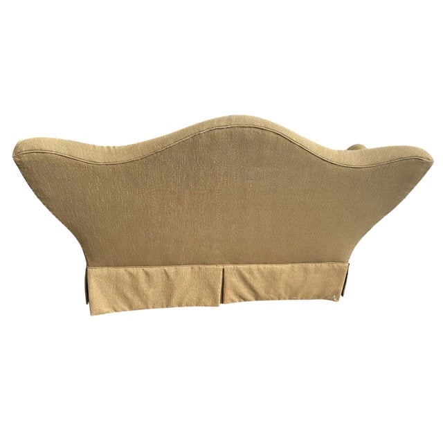 Early 21st Century Baker Furniture Company Camelback Loveseat Upholstered in Gold Luxury Fabric - Vintage Early 21st Century For Sale - Image 5 of 6