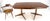 Walnut Boat Shape Double Tripod Bases One Extension Leaf Board Dining Table For Sale - Image 6 of 6