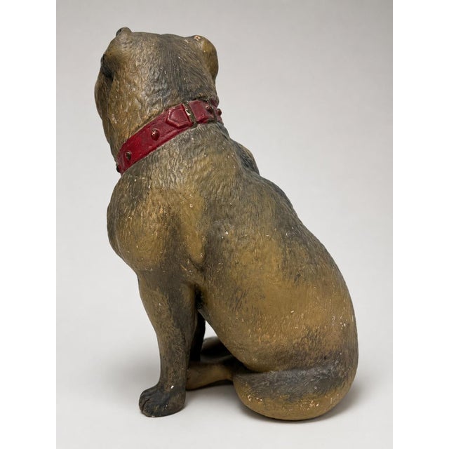 19th Century, Victorian Polychrome Terracotta Pug Dog With Glass Eyes For Sale In Providence - Image 6 of 8