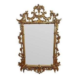 Large Vintage Giltwood Rococo Revival Wall Mirror, 54” For Sale