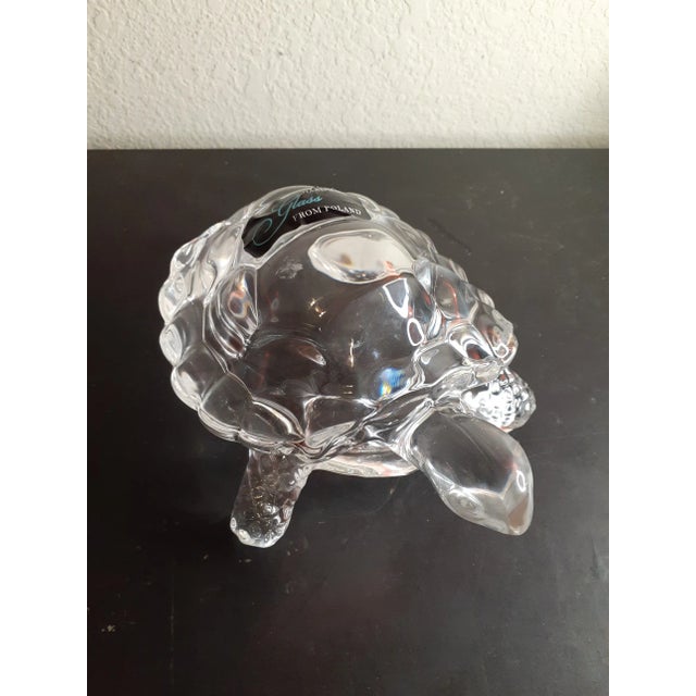 Glass Vintage Clear Art Glass Turtle Figurine, Made in Poland For Sale - Image 7 of 8