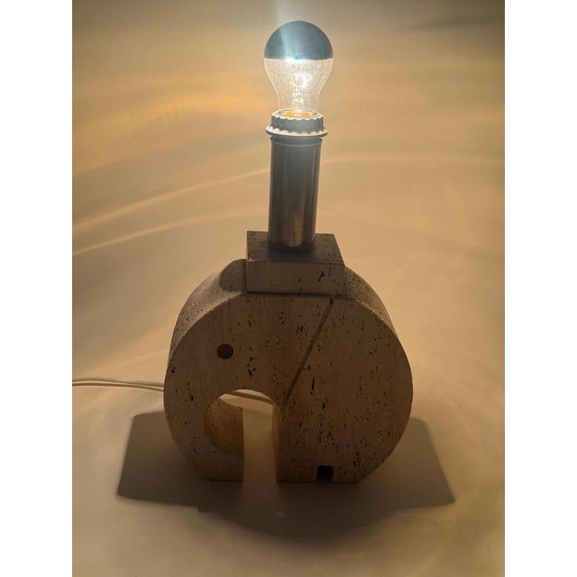 Mid-Century Italian Travertine Elephant Table Lamp Base, 1970s For Sale - Image 6 of 15
