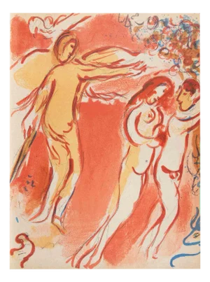 Marc Chagall, Adam and Eve Banished from the Paradise, Lithograph, 1960