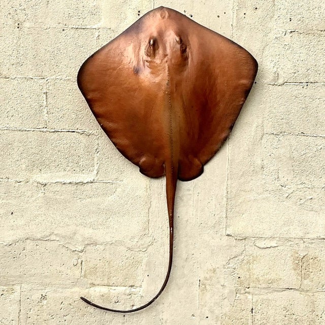 Vintage Boho Life Size Fiberglass Stingray For Sale - Image 4 of 7