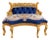 1980s French Artisan Louis XVI Blue Beech Settee For Sale