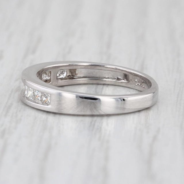 Modern 0.53ctw Diamond Princess Channel Set Wedding Band 14k White Gold Size 6 Ring For Sale - Image 3 of 8