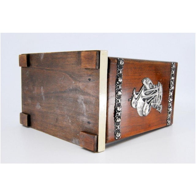 Wooden Notepad Holder with Silver Applications For Sale - Image 9 of 11