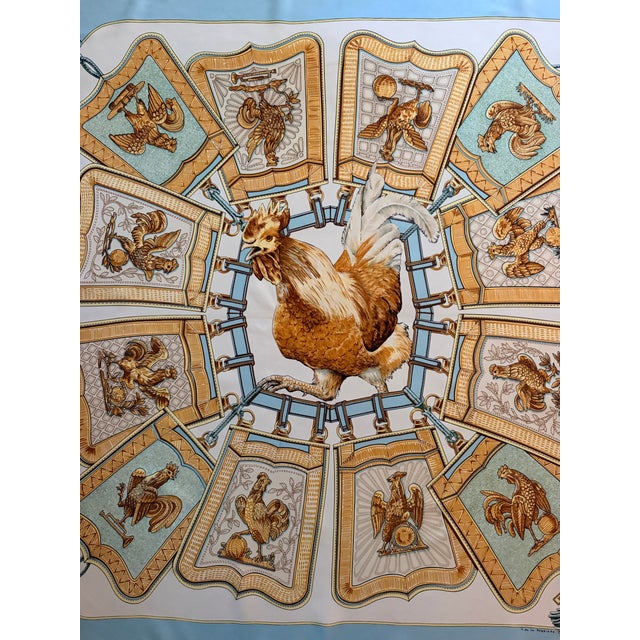 Textile Hermes Les Coqs D’or Silk Scarf 1960 Designed by Françoise De La Perriere For Sale - Image 7 of 12