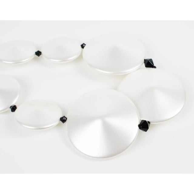 White Angela Caputi Pearlized White and Black Resin Necklace For Sale - Image 8 of 8