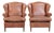 English-Style Cowhide Wing Armchairs, Set of 2 For Sale