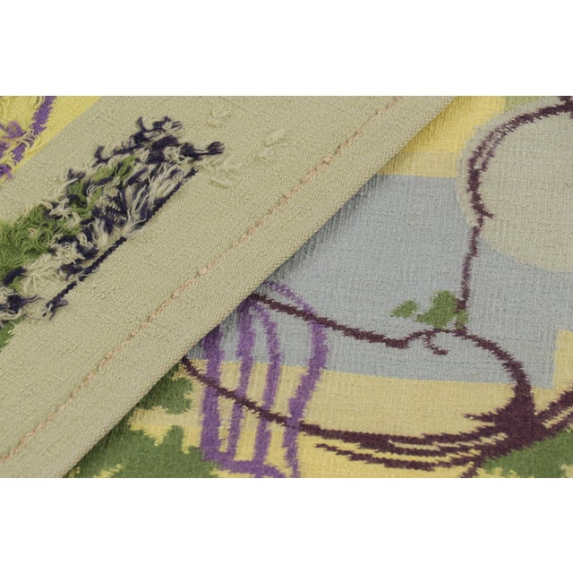 Beige Signed Vintage Portuguese Tapestry With Romantic Pictorial, From Rug & Kilim For Sale - Image 8 of 8