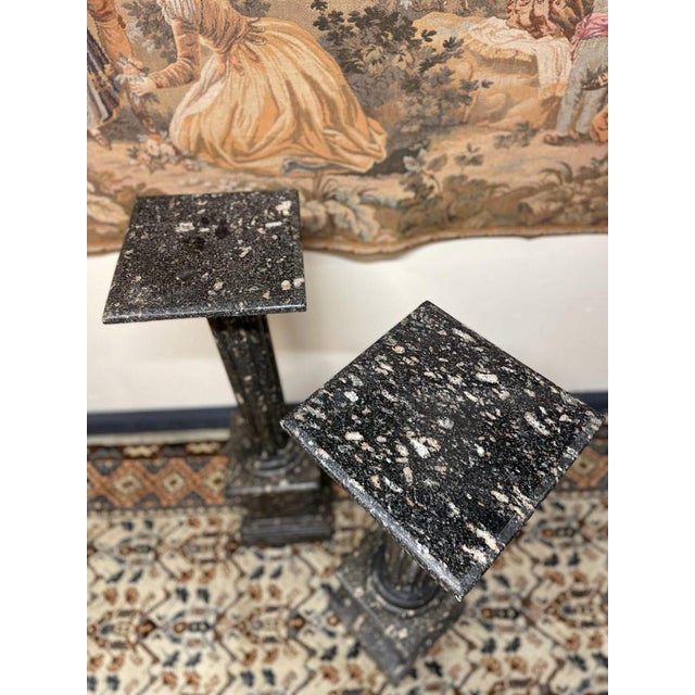 Black Marble Pedestals, Set of 2 For Sale - Image 4 of 5