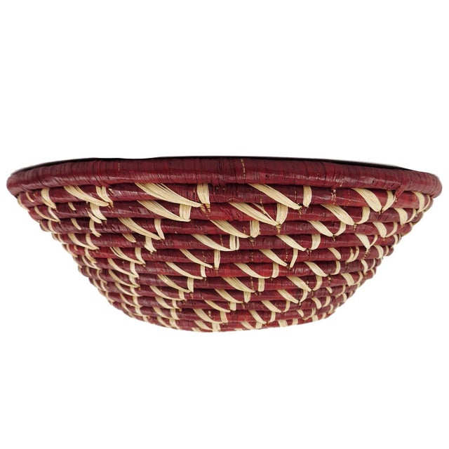 African Early 20th Century Coiled Woven Red Basket Uganda For Sale - Image 3 of 3