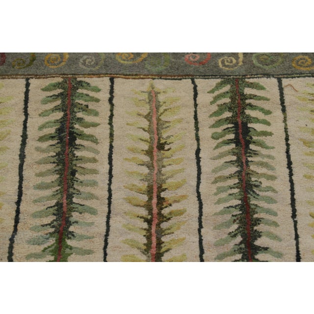 Traditional Antique Hooked Square Rug in Beige With Floral Medallion, From Rug & Kilim For Sale - Image 3 of 8