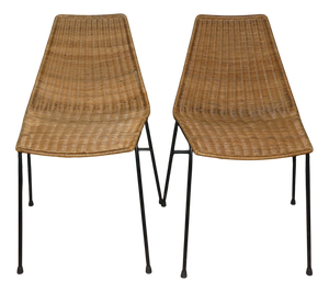 Basket Chairs in Rattan and Metal from Gian Franco Legler, 1950s, Set of 2