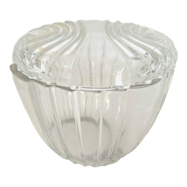 Vintage Art Deco Style Clear Glass With Lid Candy Bowl For Sale